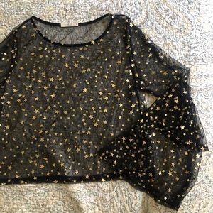 Le Lis black long sleeve mesh gold stars